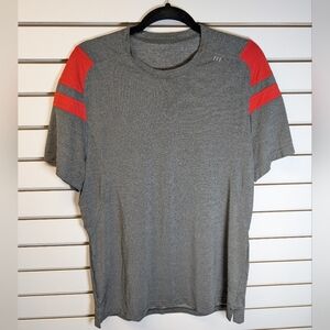 Lululemon Men's Metal Vent Tech Gray/Red Activewear Shirt Size L EUC